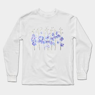 purple larkspur delphinium field watercolor Long Sleeve T-Shirt